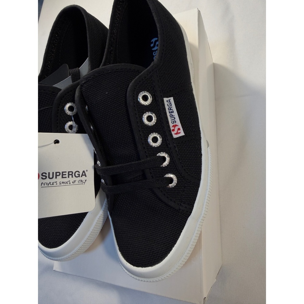 Superga 2750 Cotu Classic Black White Canvas Low Top Sneakers Mens 4.5 Womens 6 - Picture 4 of 7